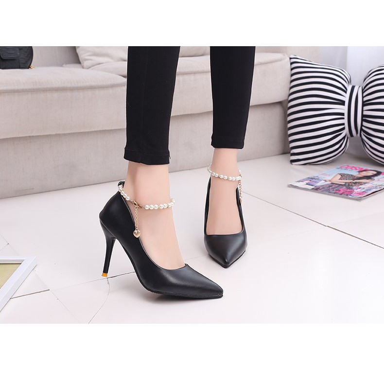 Giày cao gót nhọn công sở 7 phân vòng cổ chuỗi T&T