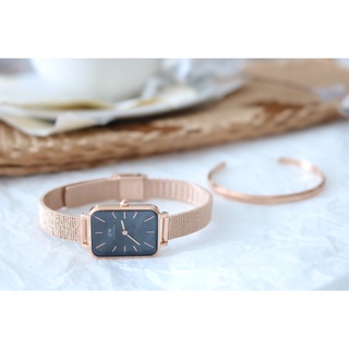 Đồng Hồ Nữ Daniel Wellington Quadro Pressed Melrose Black & Vòng Tay Classic Cuff V1 DW Chính Hãng - OtisWatch