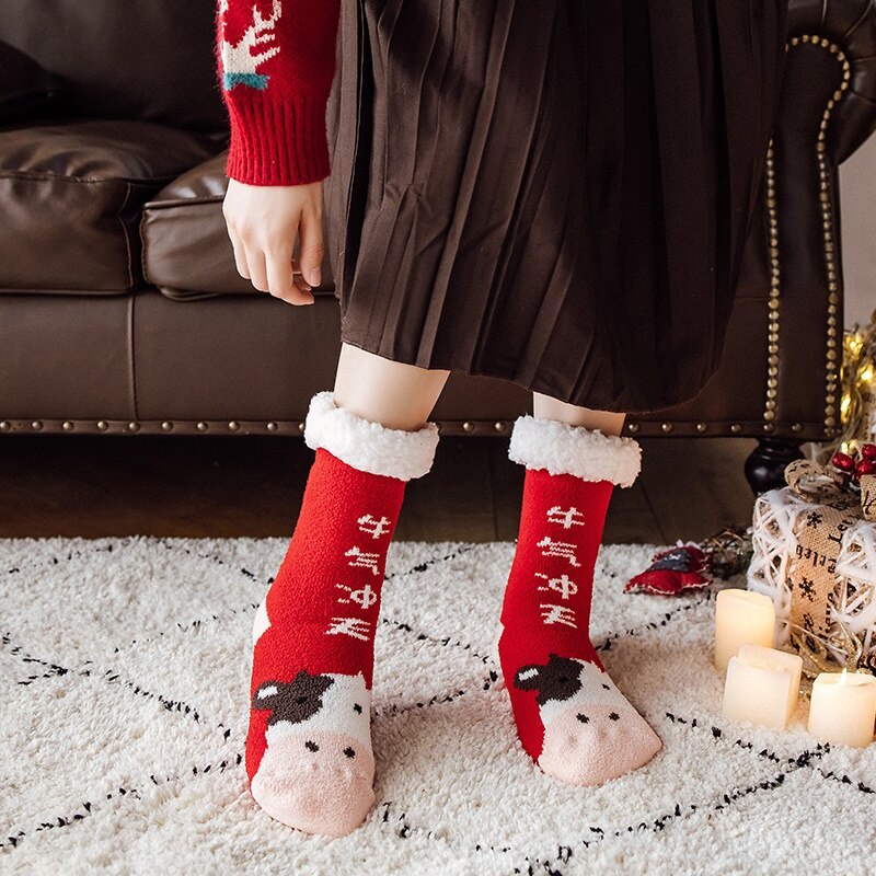 Take Talk Vớ bông mềm mại giữ ấm mùa đông phong cách giáng sinh mới cho nữ