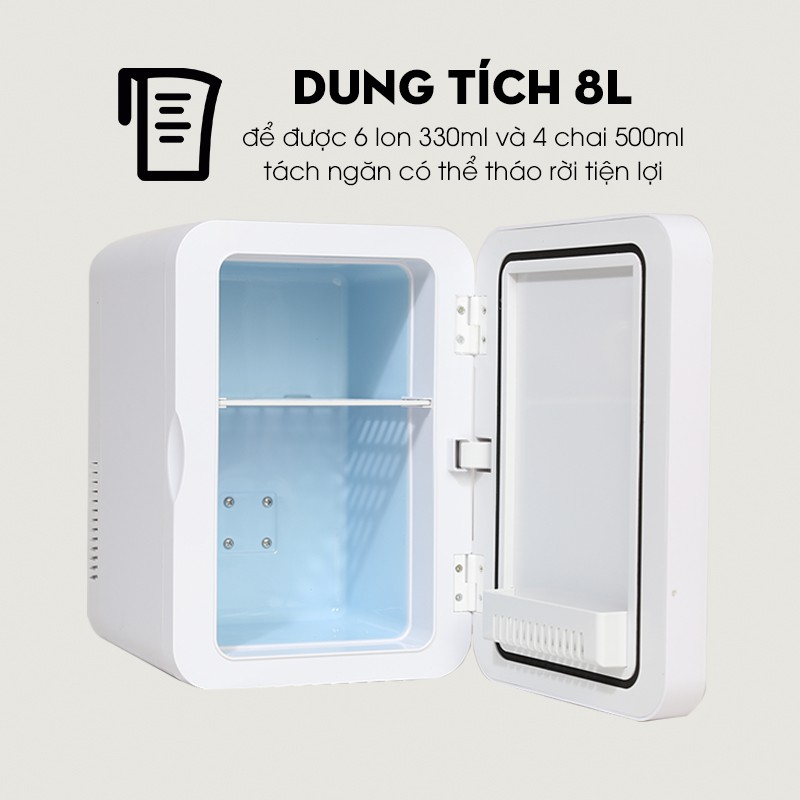 [CHÍNH HÃNG] Tủ Lạnh Mini Amoi 8L 2 Chiều Nóng Lạnh Cao Cấp