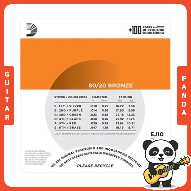 [Chính hãng] Dây Đàn Guitar Acoustic D'Addario EJ10 Size 10