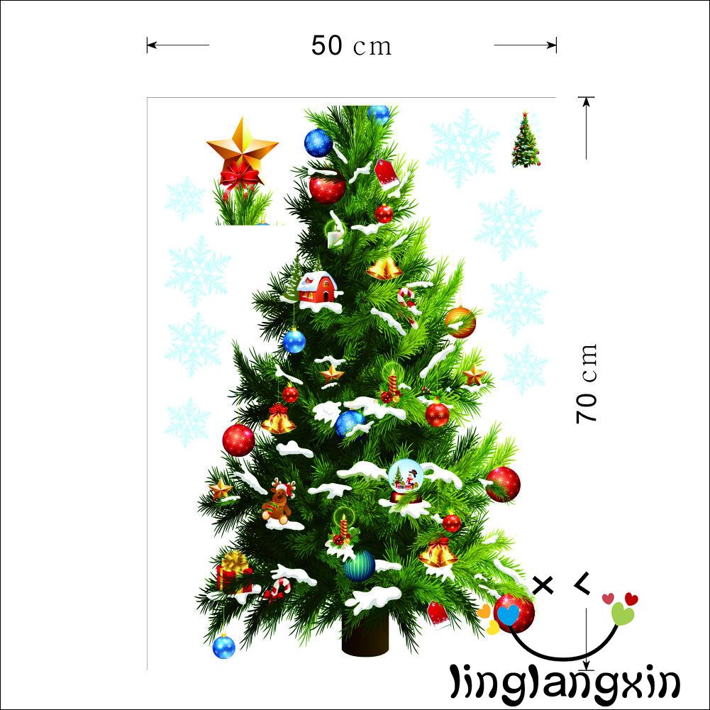 ★HZLChristmas Tree Snow Flakes Wall Sticker DIY Xmas Tree Window Decor Decal Christmas Party Home Shop Decor