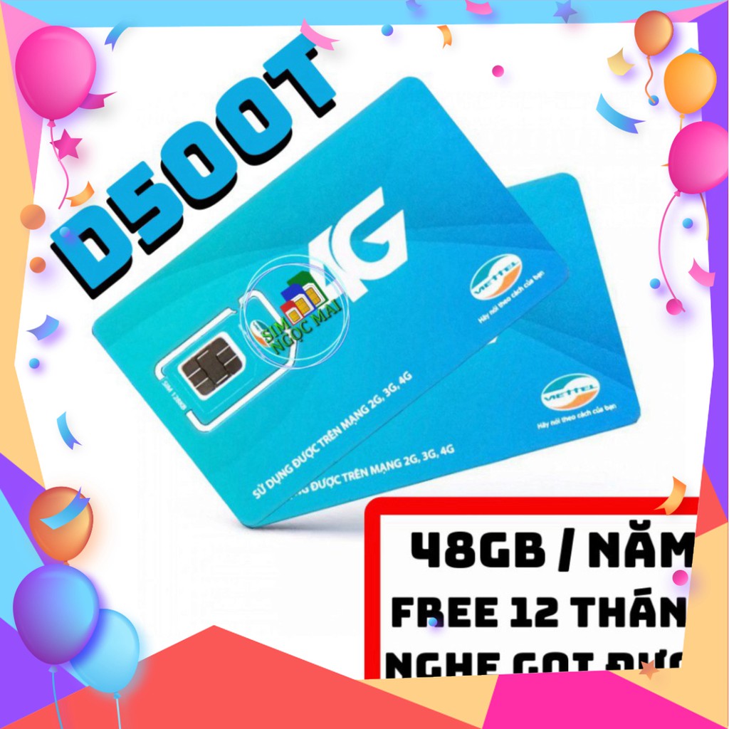 SIÊU PHẨM [FREESHIP] Sim 4G Viettel D500 - D500T  5Gb/tháng Trọn Gói 1 Năm Không Nạp Tiền - NGHE GỌI ĐƯỢC  HOT