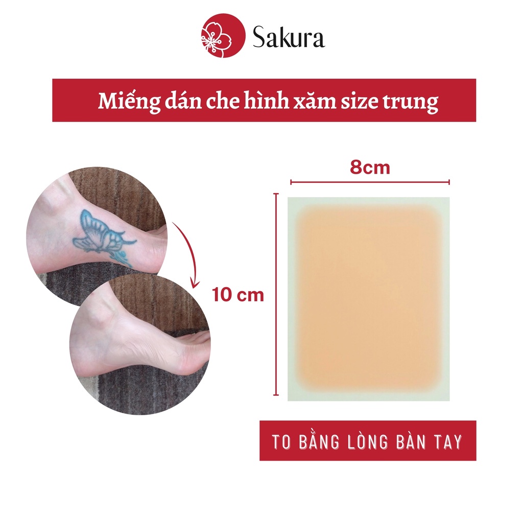 Miếng dán che xăm Japan Sakura 8x10cm miếng dán che khuyết điểm nhiều màu da chống nước, nhiều size