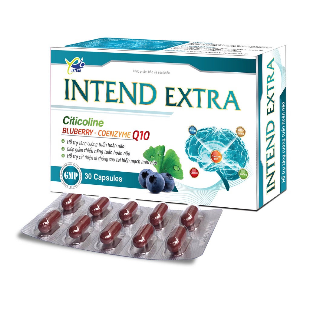 Intend Extra Hỗ trợ tăng cường tuần hoàn não, giúp giảm thiểu năng tuần hoàn não và cải thiện di chứng sau tai biến