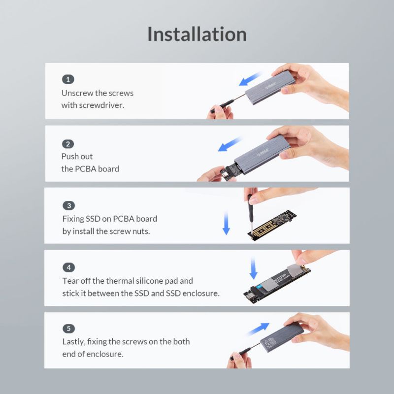 Box ổ cứng SSD M2 NVMe/SATA Orico PRM2 PRM2F-C3 | Chuyển SSD M.2 PCIe/NGFF to USB Type-C làm ổ cứng di động | BigBuy360 - bigbuy360.vn