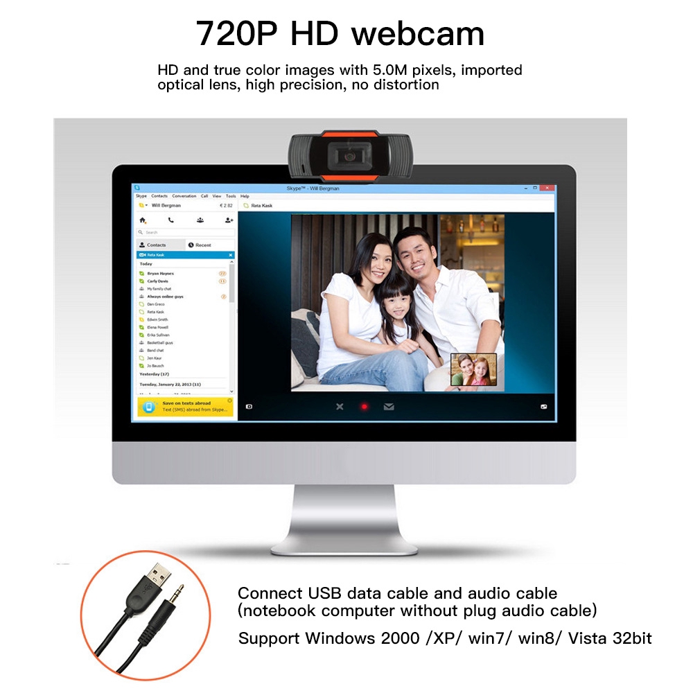 Webcam 1080p / 720p / 480p Kết Nối Pc + Usb 2.0 Cao Cấp