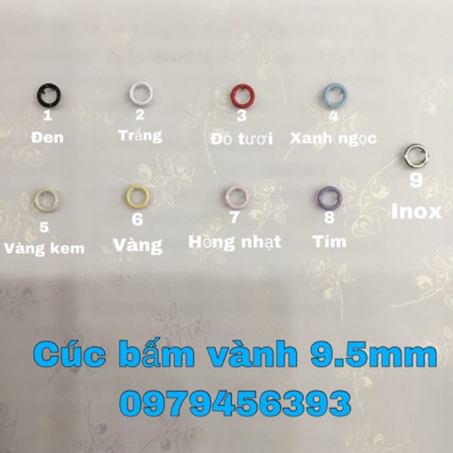 Cúc vành- cúc bấm 9.5mm- 50 bộ/1 gói loại inox sịn