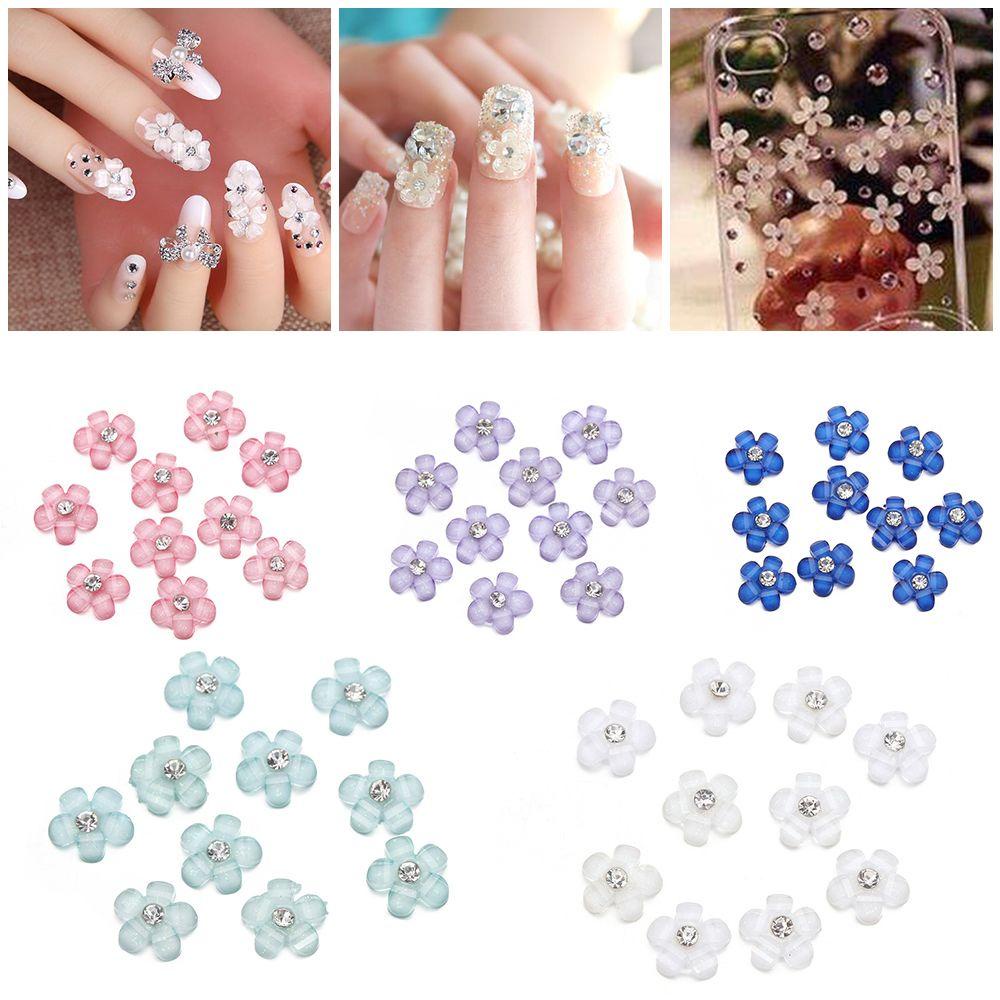 Bộ 10 Hình Dán Trang Trí Móng Tay Xinh Xắn|Hoa Kim Tuyến Lấp Lánh 5 Màu Thời Trang Tự Làm Thủ Công