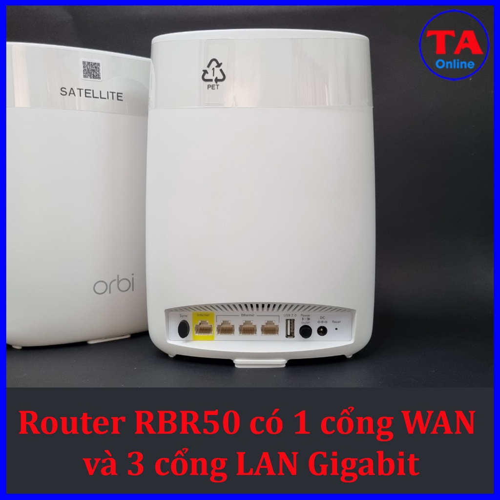 Netgear Orbi Mesh WiFi RBK53 - Bộ phát WiFi Tri-band chuẩn AC 3000 Mbps - 1 Router (RBR50) và 2 Satellites (RBS50)