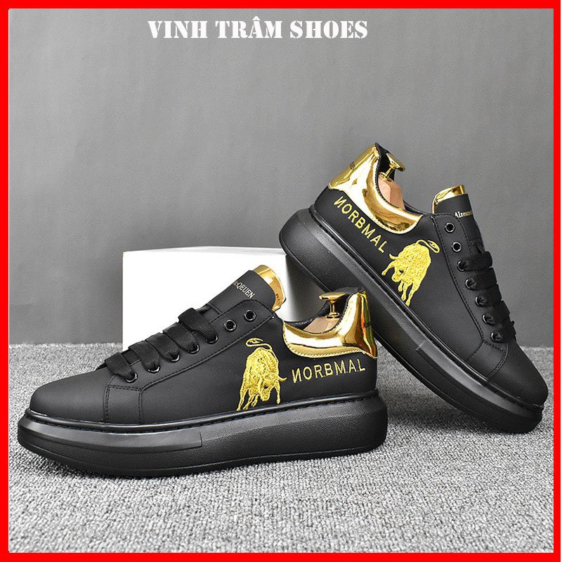 Giày thể thao nam sneaker đế cao 5 cm hai màu trắng đen , hàng sẵn kho 38 -43