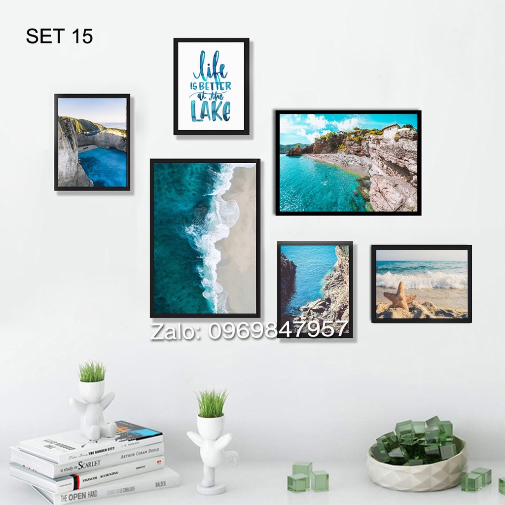 BỘ 6 TRANH TREO TƯỜNG PHONG CẢNH BIỂN ĐÃ CÓ KHUNG (SET15)