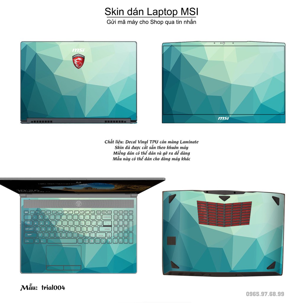 Skin dán Laptop MSI in hình Đa giác (inbox mã máy cho Shop)