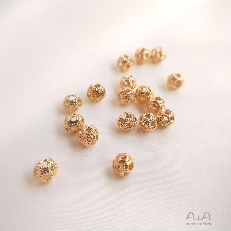 Bộ 20 Hạt Đồng Mạ Vàng 14K Làm Trang Sức Thủ Công DIY