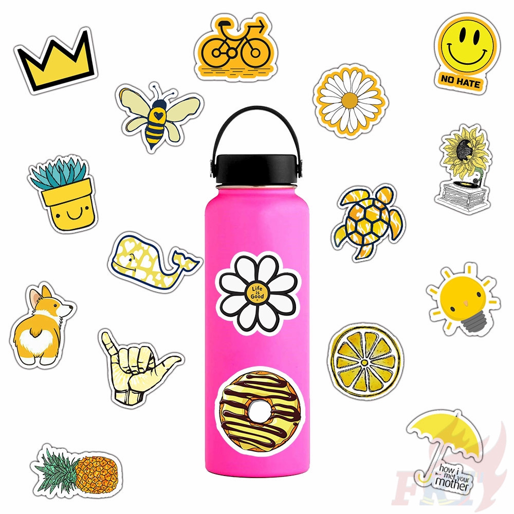 ❉ VSCO： Ins Fashion Yellow Series 02 - Sunshine Beach Stickers ❉ 50Pcs/Set Cartoon DIY Mixed Decals Doodle Stickers