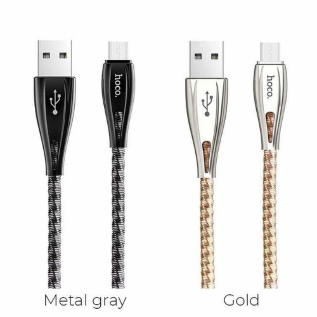 Cáp sạc nhanh và truyền dữ liệu Hoco U56 Metal armor cổng microUS, hỗ trợ QC3.0, điện áp 2.4A max, dài 1.2M - Chính hãng