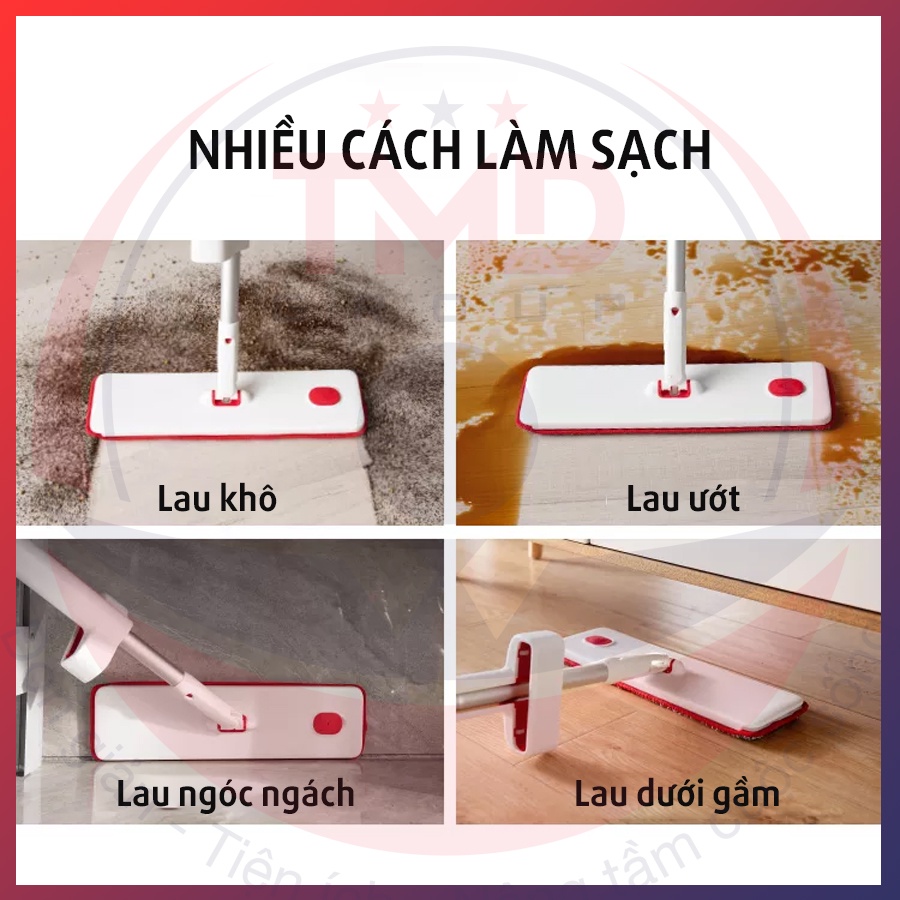 Chổi lau nhà tự vắt thông minh TMD GROUP tích hợp phun sương - Chất liệu hợp kim nhôm, nhựa ABS siêu bền |BH 6 tháng