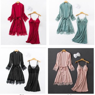 [MUA 1 TẶNG 1 QUÀ, CÓ SẴN] Váy ngủ lụa  2 dây trắng satin cao cấp hàng Quảng Châu giá rẻ