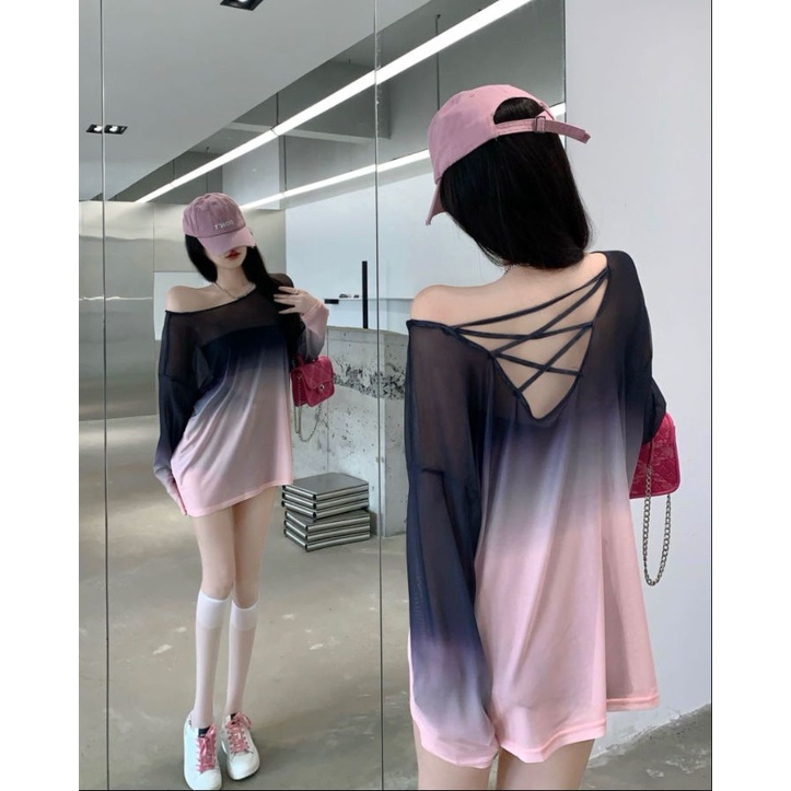 Áo thun COZOKC tay dài dáng rộng chống nắng phong cách thời trang Hàn Quốc