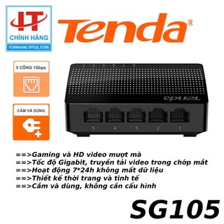 Bộ chia mạng 5 Port Tenda SG105 Hàng MICROSUN-ADNT bảo hành 36 tháng