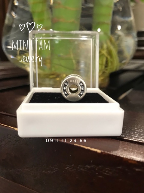 Charm bạc lu thống hình trống khắc chú bạc S999