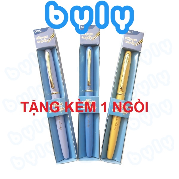 Bút máy bơm mực thân kim loại có tặng kèm ngòi mài luyện viết nét thanh đậm Deli Q898 - ByLy Store