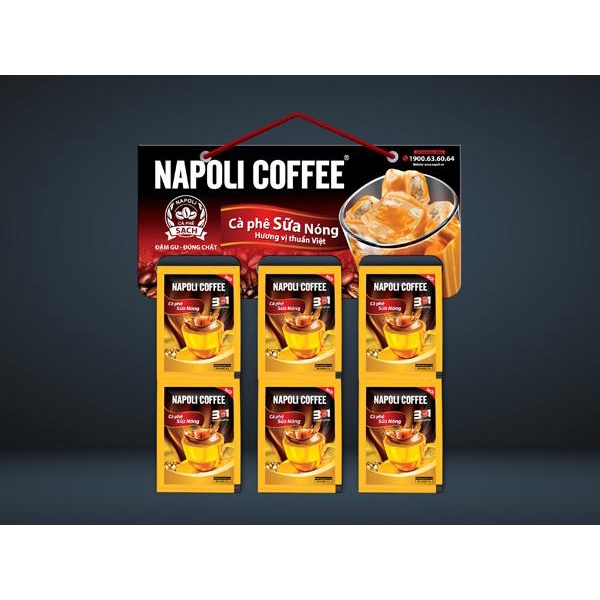 Cà phê hòa tan sữa dây Napoli Coffee 3in1 - 10 gói x 16g -sẽ mang lại hương vị ngọt thơm béo từ sữa ,vị đắng hạt cà phê