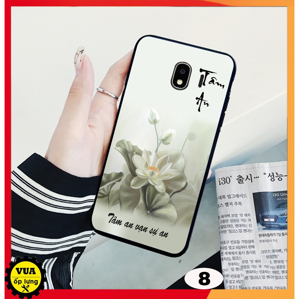 Ốp lưng kính cường lực dành cho điện thoại Samsung J4 - J2 pro in hình hoa sen tâm an vạn sự an và chú tiểu