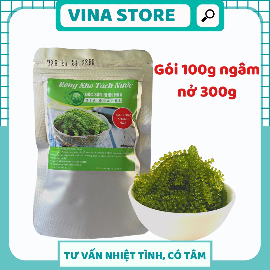 Rong nho tách nước Khánh Hoà chất lượng cao đóng gói 100g ngâm nở 300g.