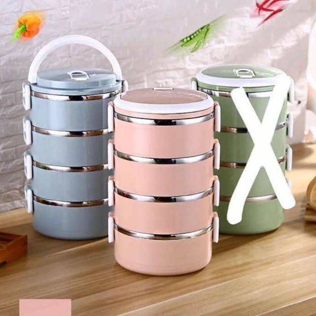 Hộp đựng cơm giữ nhiệt 4 tầng lúa mạch