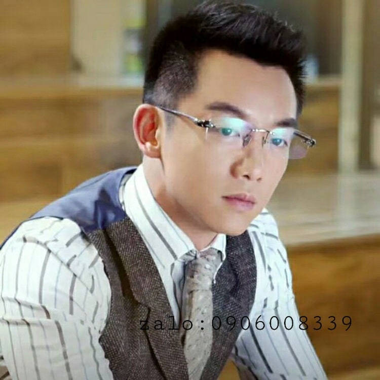 Kính khoan không viền, Titanium, Mắt kính cận nam, Hàng cao cấp, Kèm Full Box, Bảo Hành 12 tháng - donghokinhmat168