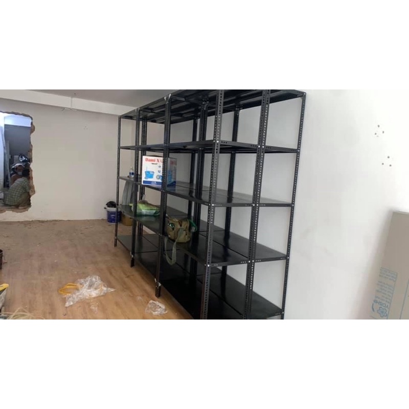 Kệ sắt v lỗ đa năng màu đen 4 tầng mâm