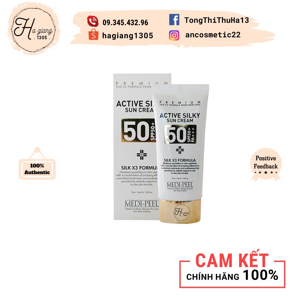Kem Chống Nắng Nâng Tông Căng Bóng Da MEDI PEEL ACTIVE SILKY SUN CREAM Mềm Mượt - Căng Bóng - Nâng Tông Trắng Da