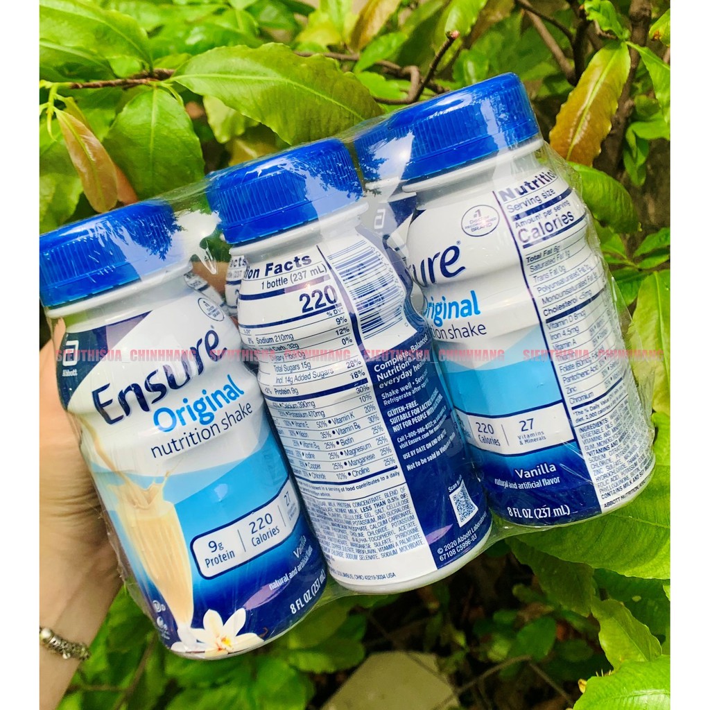 - Sữa Ensure nước hương vani đóng chai tiện lợi của Mỹ - Lốc 6 chai