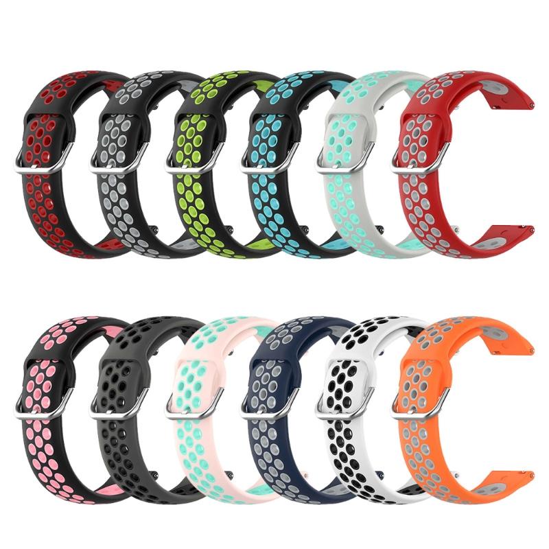 Quai đeo silicon 2 màu 20mm 22mm cho đồng hồ thông minh Samsung Garmin 3 41mm R850 45mm R840/Huawei-GT/GT2 46mm