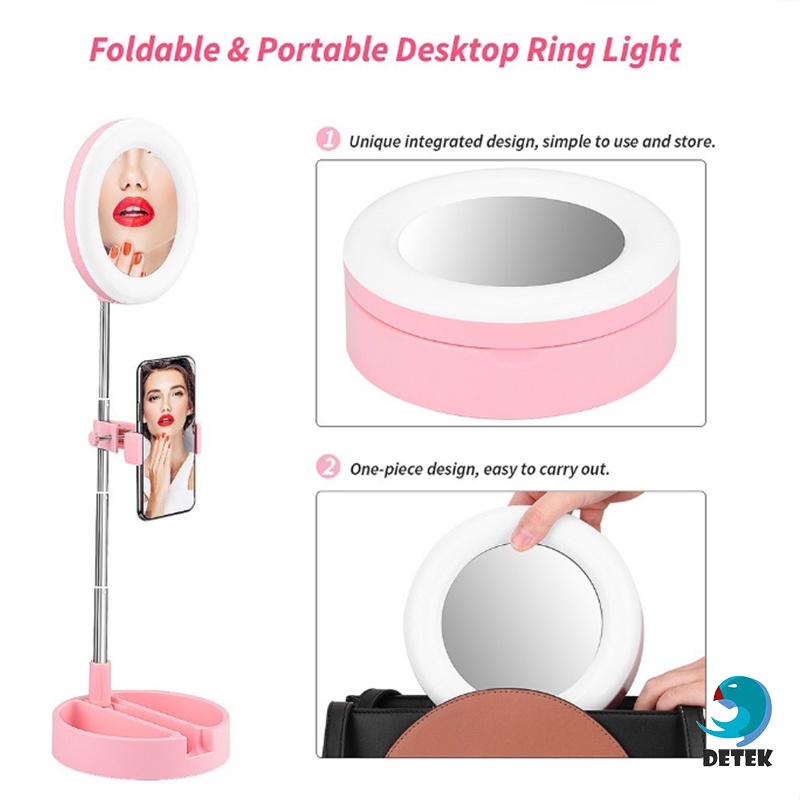 Đèn Live Stream kiêm Gương Trang Điểm Makeup Lamps G3,, để bàn, 3 chế độ ánh sáng