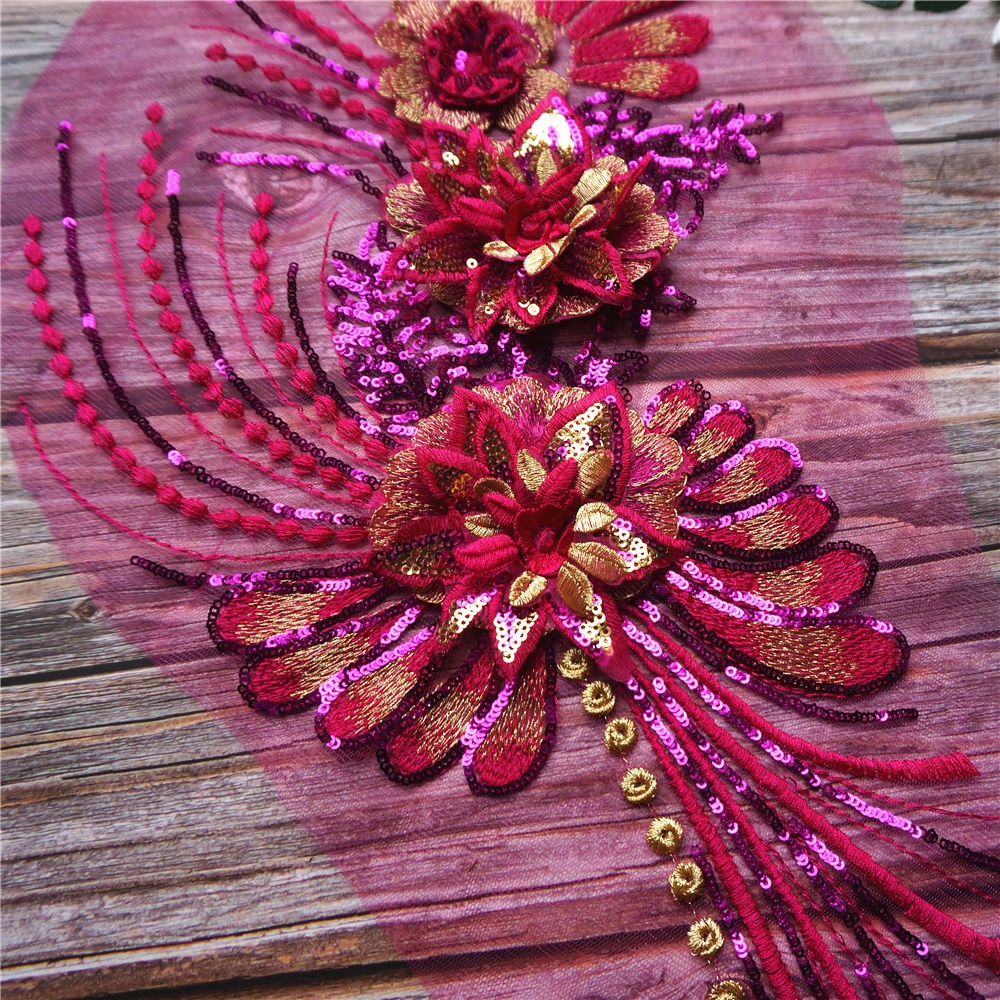 Miếng Vải Ren Thêu Hoa Đính Kim Sa Lông Vũ Cổ Áo Cưới Cho Cô Dâu