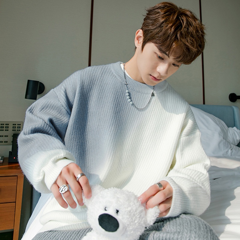 ✦ AFFLIGA ✦Áo sweater dệt kim dáng rộng màu gradient phong cách Hàn Quốc trẻ trung cho phái nam