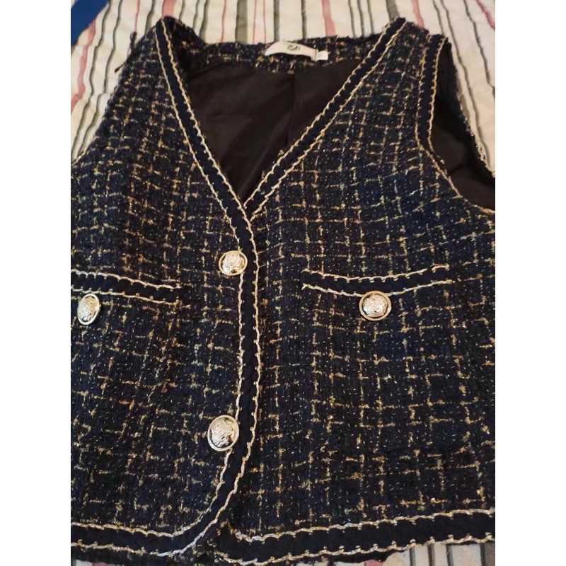 Áo khoác Gile dạ Tweed Quảng Châu - ord