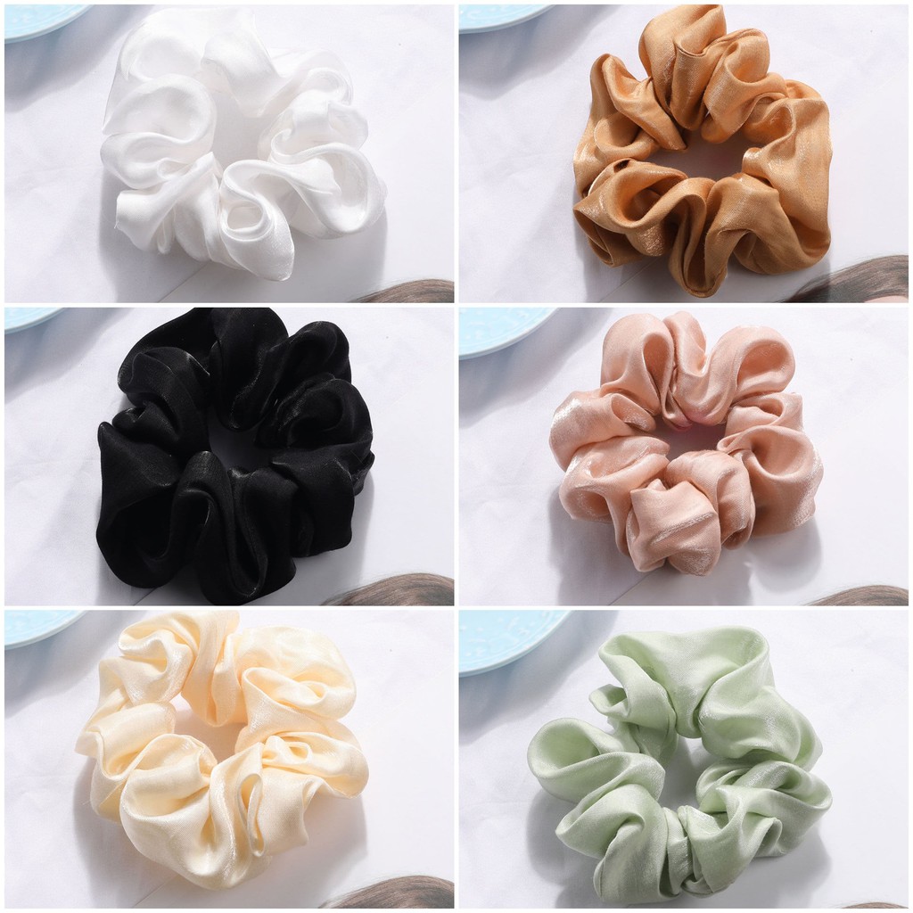 Scrunchies dây buộc tóc vải lụa nhũ