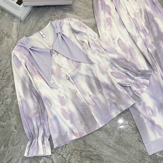 PYJAMA DÀI LỤA QUẢNG CHÂU TÍM LOANG XINH