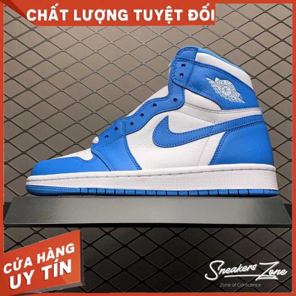 (FREESHIP+HỘP+QUÀ) Giày thể thao AIR JORDAN 1 Retro High UNC xanh trắng cổ cao cực đẹp GIẢM GIÁ 20 % !!!