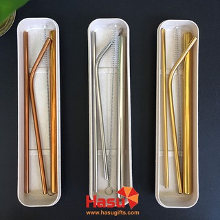 Ống hút Inox 304 Bảo vệ sức khỏe, môi trường - Combo ống hút 5 món kèm cọ, hộp đựng