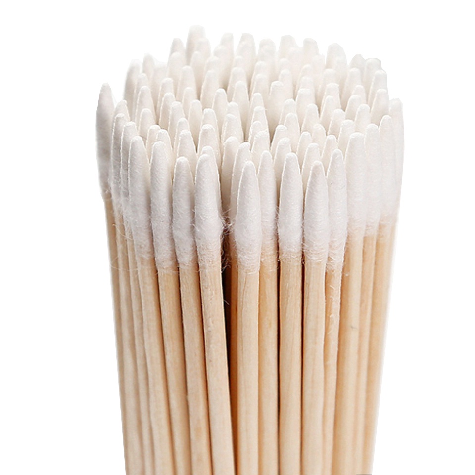 Bộ 100 Tăm Bông / Bông Cotton Đầu Nhọn / Que Tăm Bông Cán Dài / Tăm Bông Trang Điểm Làm Đẹp