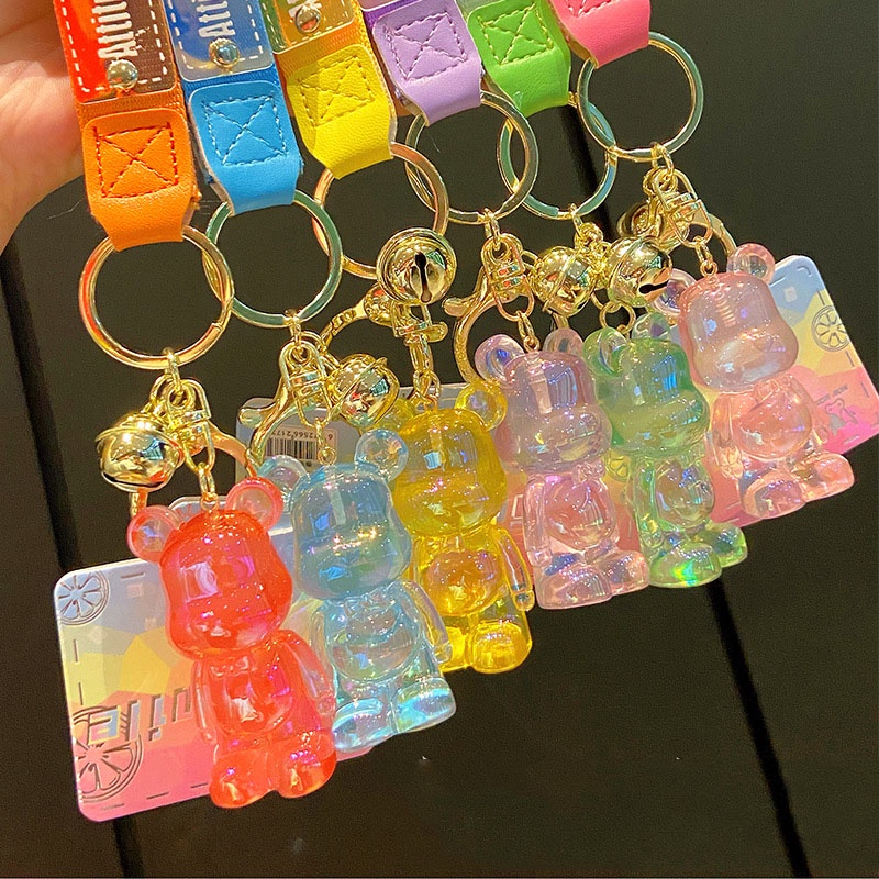 Móc khóa Bearbrick trong suốt  nhiều màu sắc độc đáo chất liệu PVC làm quà tặng bạn bè, người thân-Ráp