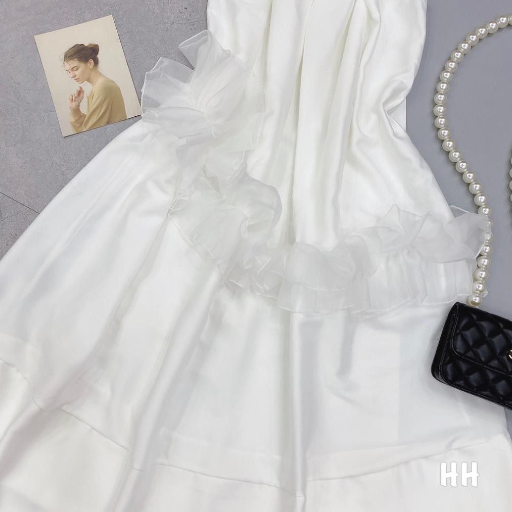 Váy Lụa Hai Dây Phối Bèo Voan - Váy Maxi Hai Dây Phối Bèo Chất Lụa Đẹp <3 | BigBuy360 - bigbuy360.vn