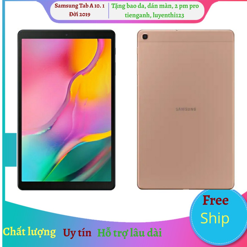 Máy tính bảng Samsung Galaxy Tab A 10.1 đời 2019 tặng đế dựng, 2 pm vip tienganh123, luyenthi123 trọn đời máy