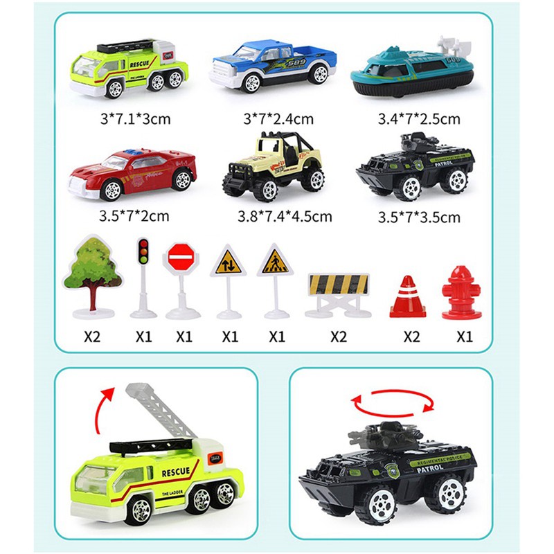 Music Light Inertia Children's Gift Airplane Toy with Alloy Truck,E