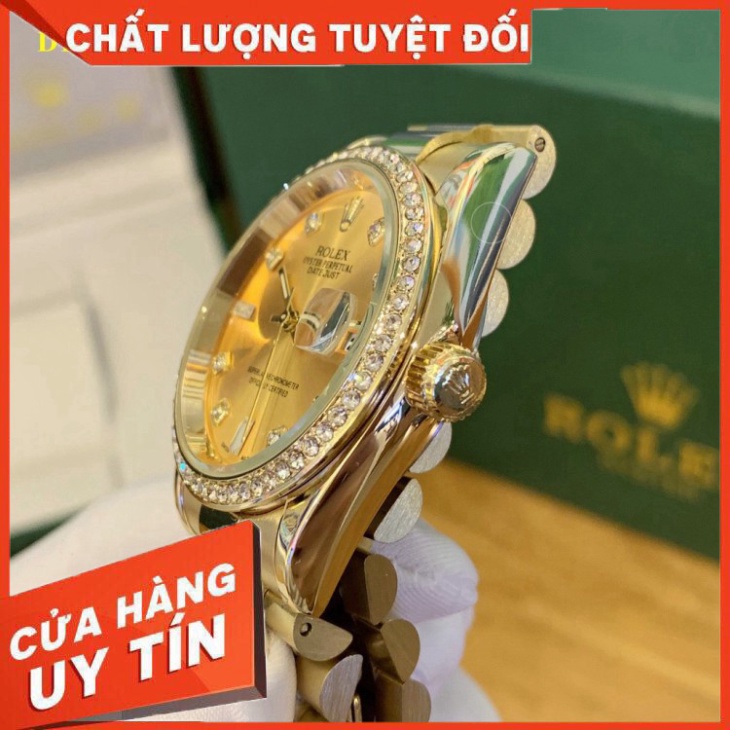 Đồng hồ Rolex nam - viền đá daimond cao cấp, dây kim loại đúc nguyên khối không bay màu, thời trang sang trọng, quý phái