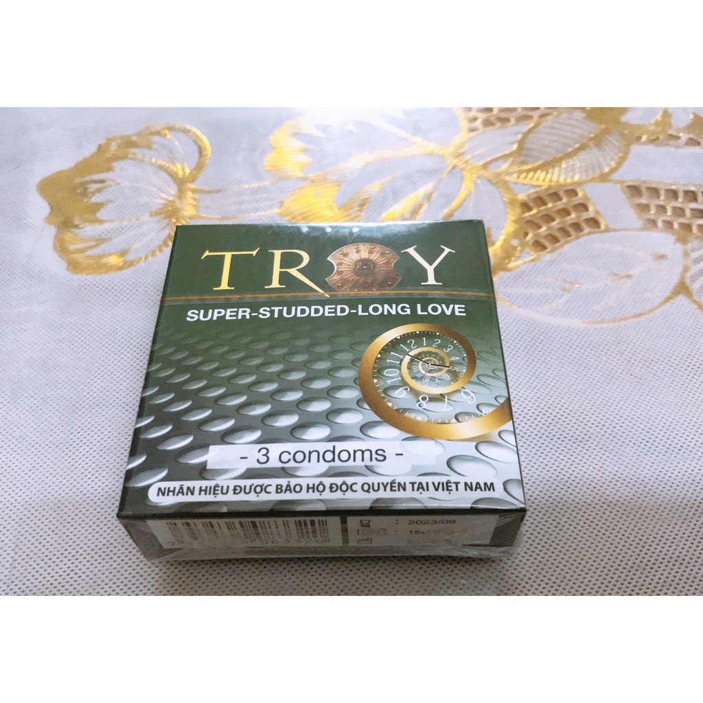 Hộp Bao cao su TROY Super - Studded - Long Love - 1 hộp/3 cái